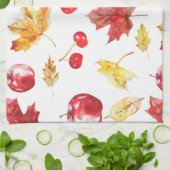 Ahorn-Blätter, Kirschen, Äpfel Geschirrtuch (Gefaltet)