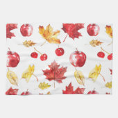 Ahorn-Blätter, Kirschen, Äpfel Geschirrtuch (Horizontal)