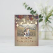 Ahorn Blätter Mason Jars Fall Foto Save the Date Ankündigungspostkarte (Stehend Vorderseite)