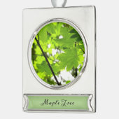 Ahorn-Blätter mit Regentropfen Banner-Ornament Silber (Links)