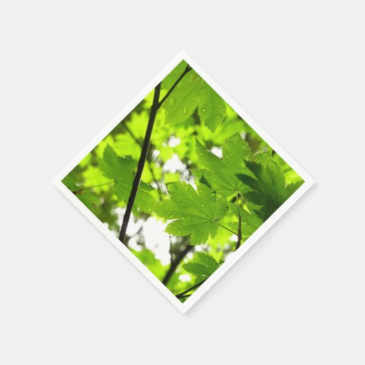 Ahorn-Blätter mit Regentropfen Serviette (Ecke)