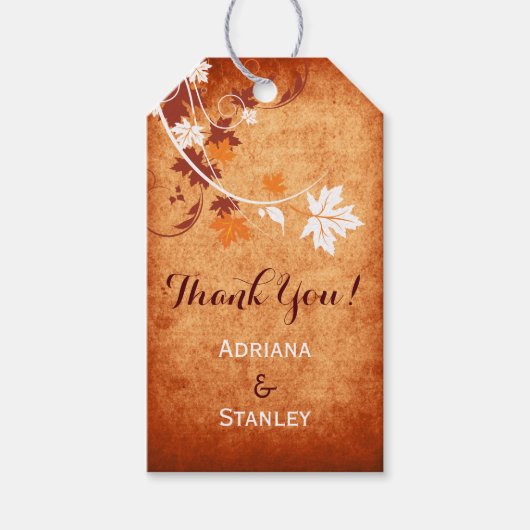 Ahorn Blätter Orange Hochzeit im Herbst Danke Geschenkanhänger (Vorderseite)