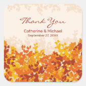 Ahorn Blätter Orange Terracotta Herbst Danke Quadratischer Aufkleber (Vorderseite)