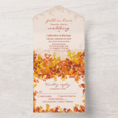 Ahorn-Blätter Orange & Terracotta Herbsthochzeit All In One Einladung (Innen Boden)