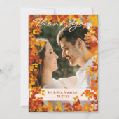 Ahorn-Blätter Orange & Terracotta Herbsthochzeit Dankeskarte (Vorderseite)