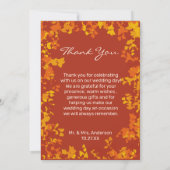 Ahorn-Blätter Orange & Terracotta Herbsthochzeit Dankeskarte (Rückseite)