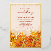 Ahorn-Blätter Orange & Terracotta Herbsthochzeit Folieneinladung (Vorderseite)