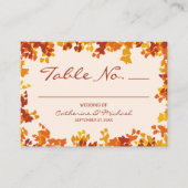 Ahorn-Blätter Orange & Terracotta Herbsthochzeit Platzkarte (Vorderseite)