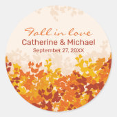 Ahorn-Blätter Orange & Terracotta Herbsthochzeit Runder Aufkleber (Vorderseite)