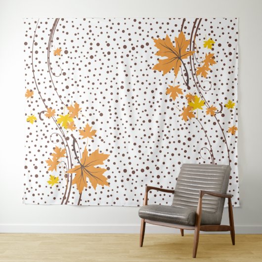 Ahorn-Blätter Orange- und Braunpolka Wandteppich (Beispiel (Horizontal))