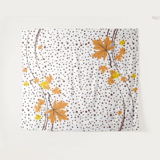 Ahorn-Blätter Orange- und Braunpolka Wandteppich (Vorderseite (Horizontal))