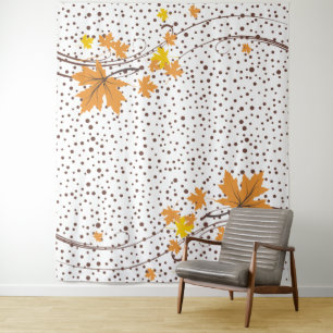 Ahorn-Blätter Orange- und Braunpolka Wandteppich