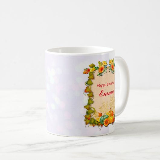 Ahorn-Blätter, Pumpkins und dynamische Blume Kaffeetasse (VorderseiteRechts)