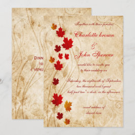 Ahorn-Blätter Rustikale Hochzeit im Herbst Einladung