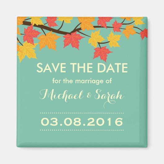 Ahorn-Blätter Save the Date Herbsthochzaubermagazi Magnet (Vorne)