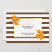 Ahorn-Blätter und Streifen Hochzeit im Herbst Brau Einladung (Vorderseite)
