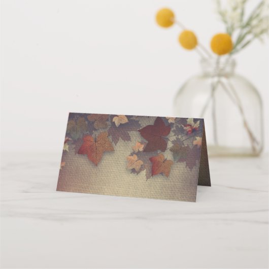 Ahorn-Blätter und String-Lights-Hochzeit im Herbst Platzkarte (Rückseite)