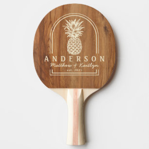 Ahorn Holz Ananas Hochzeitsbogen & Name Tischtennis Schläger