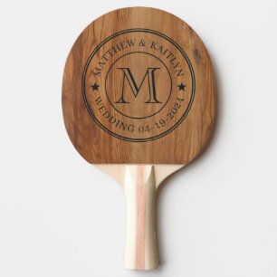 Ahorn-Holz Hochzeits-Monogramm-Stern BK  Tischtennis Schläger