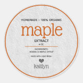 Ahorn Personalisiertes Flaschenetikett extrahieren Runder Aufkleber (Vorderseite)