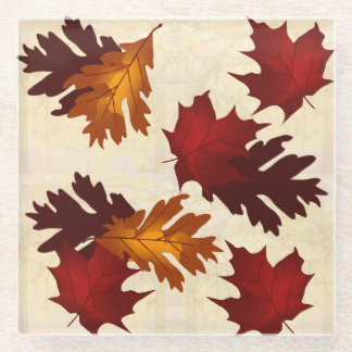 Ahorn und Eichenblättern Blätter Herbstfarben Glasuntersetzer