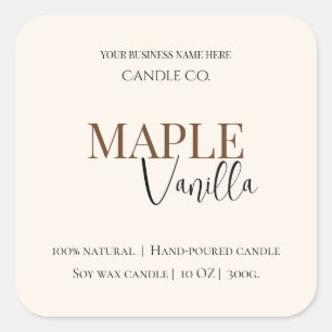 Ahorn Vanille Elegantes Herbst-Sojakerzen-Label Quadratischer Aufkleber