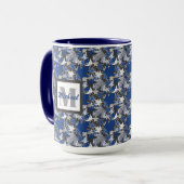 Ahorn Verlasse Blau auf einer kohlebasierten Hinte Tasse (Vorderseite Links)