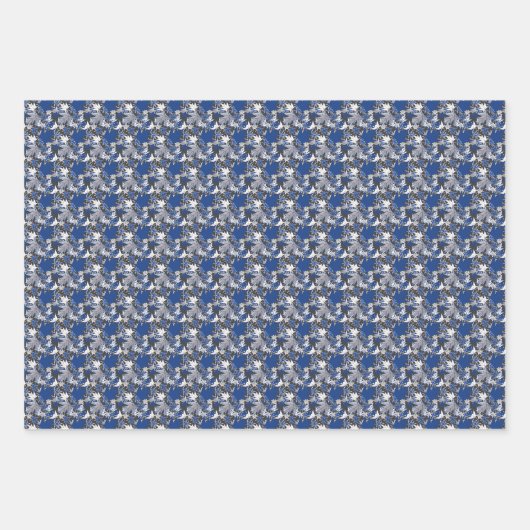 Ahorn Verlasse Blau auf kohlebeständigem Hintergru Geschenkpapier Set (Vorderseite)