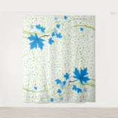 Ahorn verlasse blaue und grüne Polka-Punkte Wandteppich (Vorderseite)