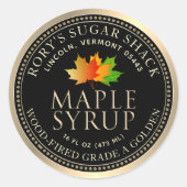 Ahornapfel Blätter Ahornsirup Gold Border Runder Aufkleber (Vorderseite)