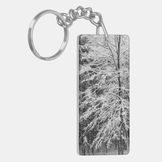 Ahornbaum mit Schnee Schlüsselanhänger (Vorderseite links)