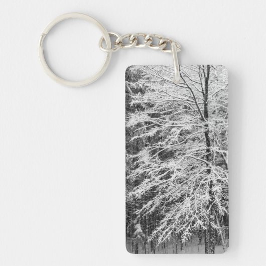 Ahornbaum mit Schnee Schlüsselanhänger (Vorderseite)