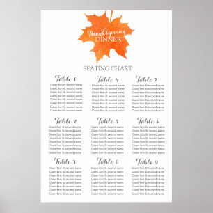 Ahornblatt Erntedank Abendessen Tischplaner 1-9 Poster