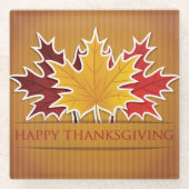 Ahornblatt Erntedank Glasuntersetzer (Vorderseite)