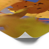 Ahornblatt im Herbst und blauer Himmel, weiß Poster (Ecke)