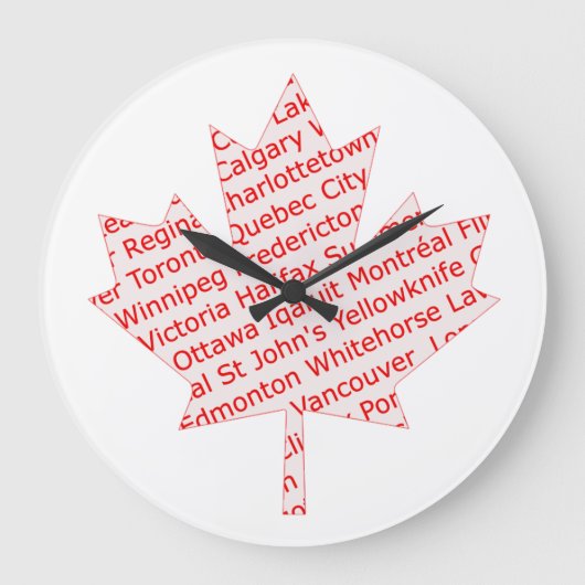 Ahornblatt mit kanadischer Stadtuhr Große Wanduhr (Vorderseite)