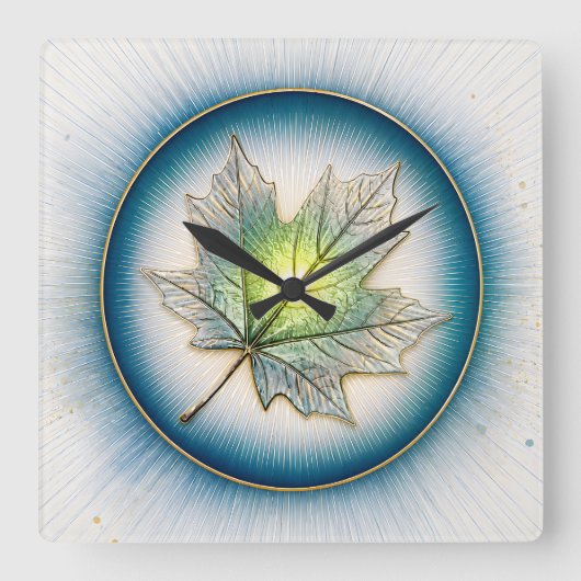 AHORNBLATT QUADRATISCHE WANDUHR (Vorderseite)
