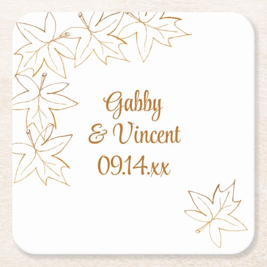 Ahornblatt-Rand-Hochzeit Rechteckiger Pappuntersetzer (Vorderseite)