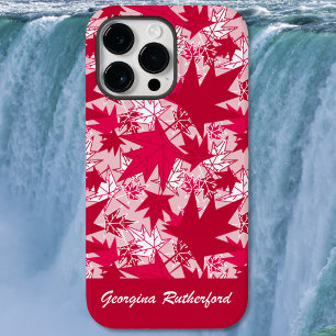 Ahornblätter auf einem rosa Hintergrund-Handyhülle Case-Mate iPhone 14 Pro Max Hülle