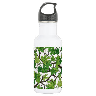 Ahornblätter auf Weiß Edelstahlflasche