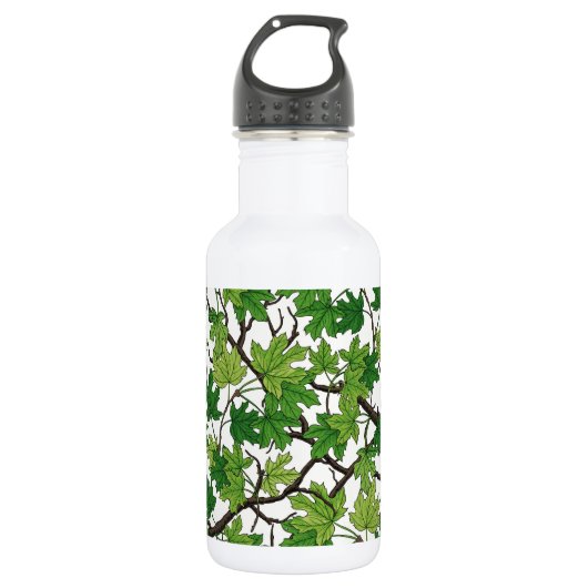 Ahornblätter auf Weiß Edelstahlflasche (Vorderseite)