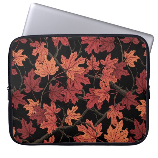 Ahornblätter auf Weiß Laptopschutzhülle (Vorderseite)
