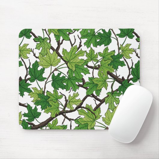 Ahornblätter auf Weiß Mousepad (Mit Mouse)