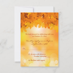 Ahornblätter Herbstpracht Hochzeit RSVP Karte