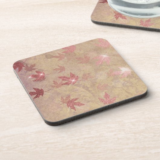 Ahornblätterglänzende, elegante Damaske Getränkeuntersetzer (Linke Seite)