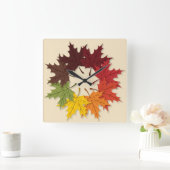 Ahornblattkreis Quadratische Wanduhr (Zuhause)