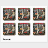 Ahornetikett Quadratischer Aufkleber (Blatt)