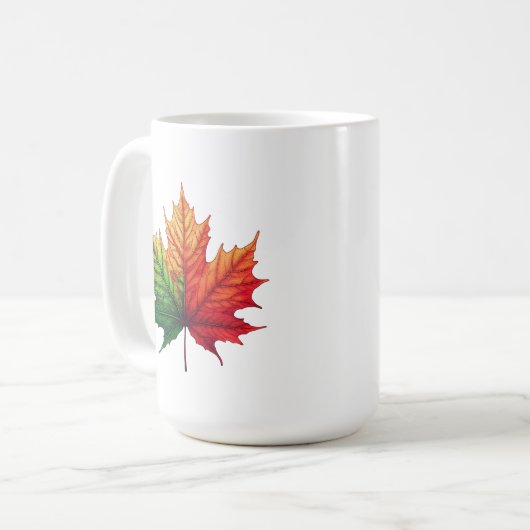 Ahornfallleaf Große klassische Keramik Kaffeetasse (Vorderseite Links)