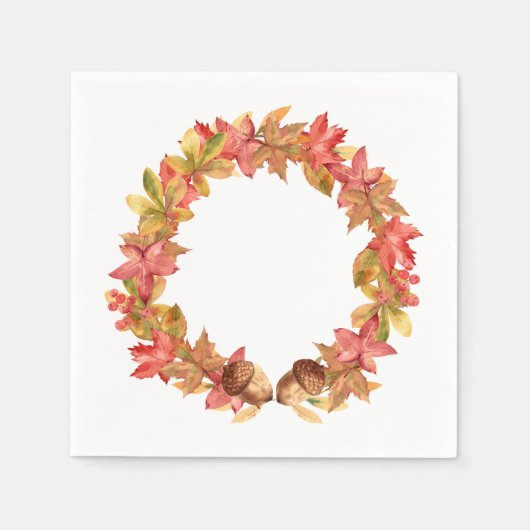 Ahornfarben-Blätter, Acorne, Berries Serviette (Vorderseite)