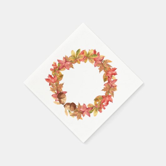 Ahornfarben-Blätter, Acorne, Berries Serviette (Ecke)